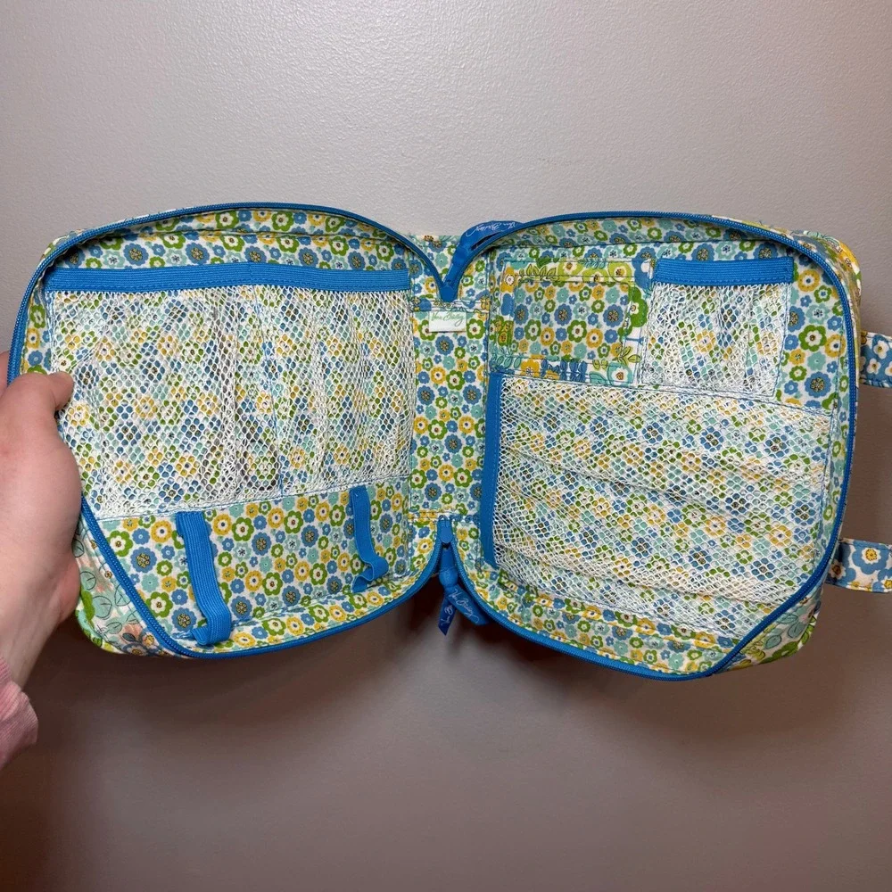 Vera Bradley English Meadow Floral Quilted Cotton Travel Tech Makeup Organizer
